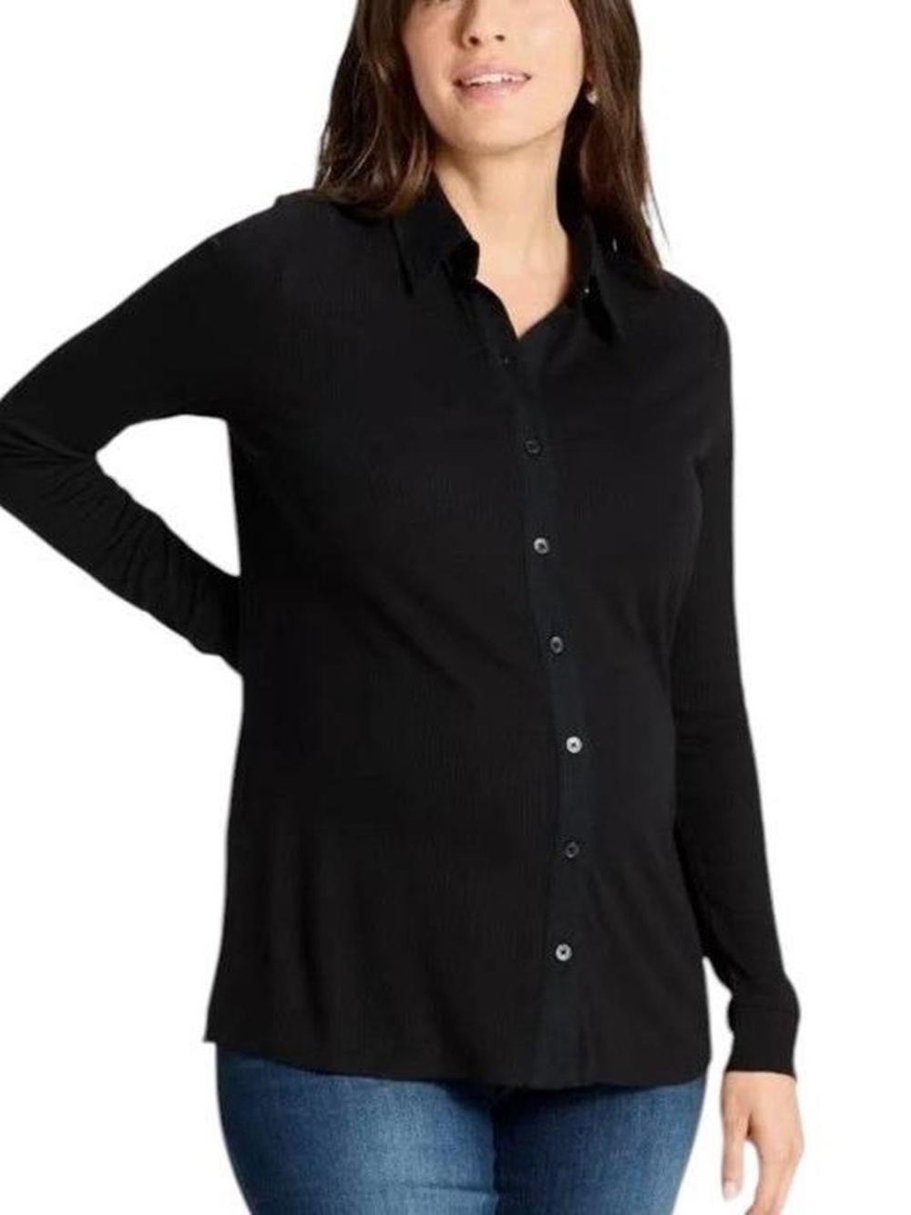 Long Sleeve Collared Neck
Ribbed Maternity Button-Down Shirt - Isabel
Maternity